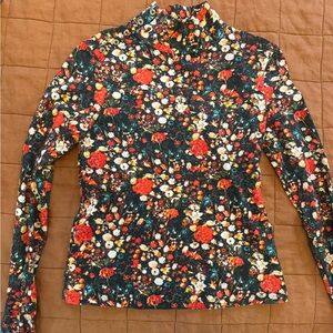 Maeve holiday floral print turtle neck